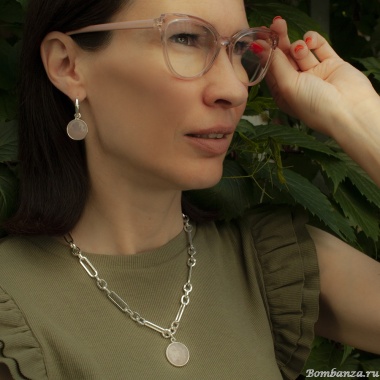 Серьги Fiore Luna, ROSE QUARTZ